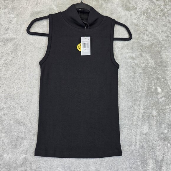 Joshua Sanders Shirt Womens Large Black Pixel Mock Neck Sleeveless Smiley Italy - Picture 1 of 13